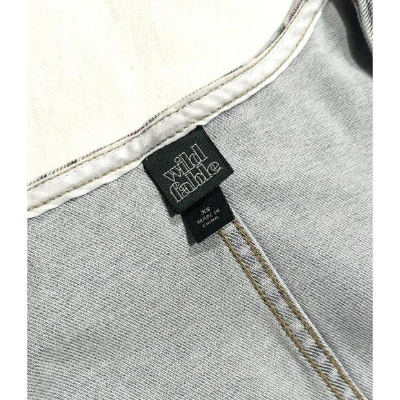 Wild Fable Printed Floral Denim Sleeveless Crop Top Size XS - Picture 3 of 7